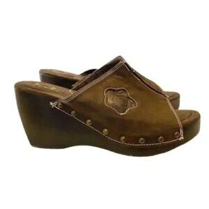 Chunky Platform Wedge Y2K Slide Mule Comfort Sandals Dark Chocolate Brown 9